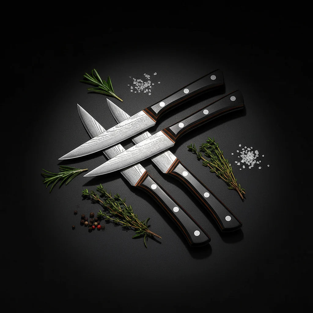 6-Piece Non-Stick Stainless Steel Steak Knife Set with Wooden Handles