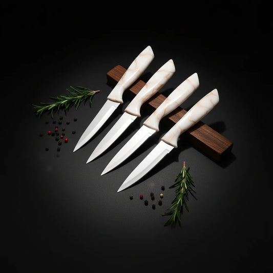 13-Piece Stainless Steel Steak Knife Set with Marble-Pattern Handles