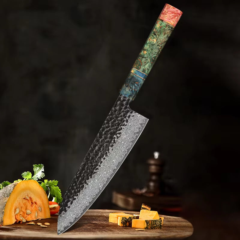 Japanese Kitchen Knife Handmade Forged Damascus Steel Custom 8 Inch Chef Knife