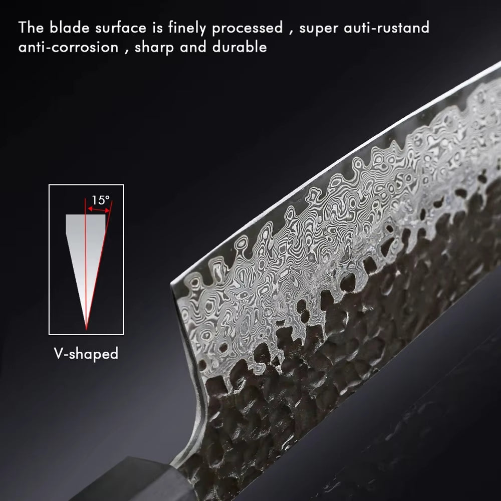 Japanese Kitchen Knife Handmade Forged Damascus Steel Custom 8 Inch Chef Knife