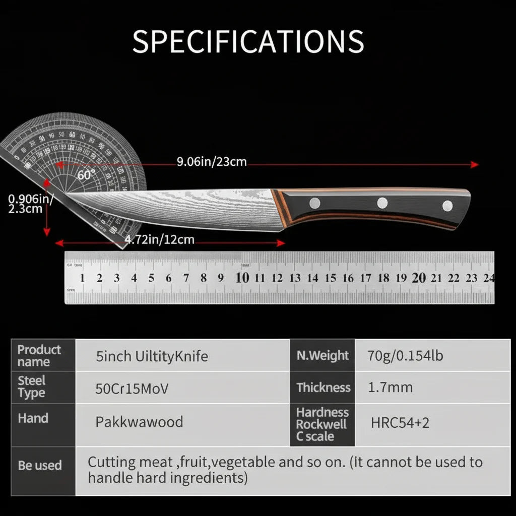 6-Piece Non-Stick Stainless Steel Steak Knife Set with Wooden Handles